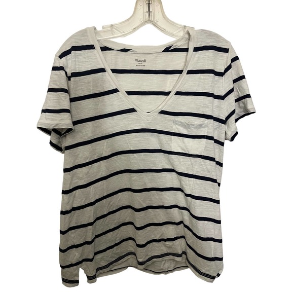 madewell white and blue  tshirt size large - Picture 1 of 5